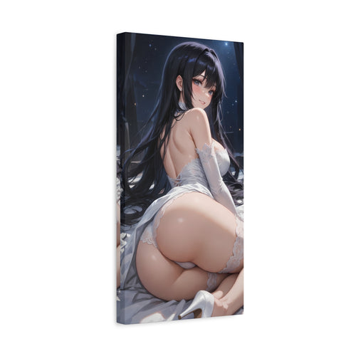 Sensual Anime Waifu Canvas Print — 'Starry Night Tease'
