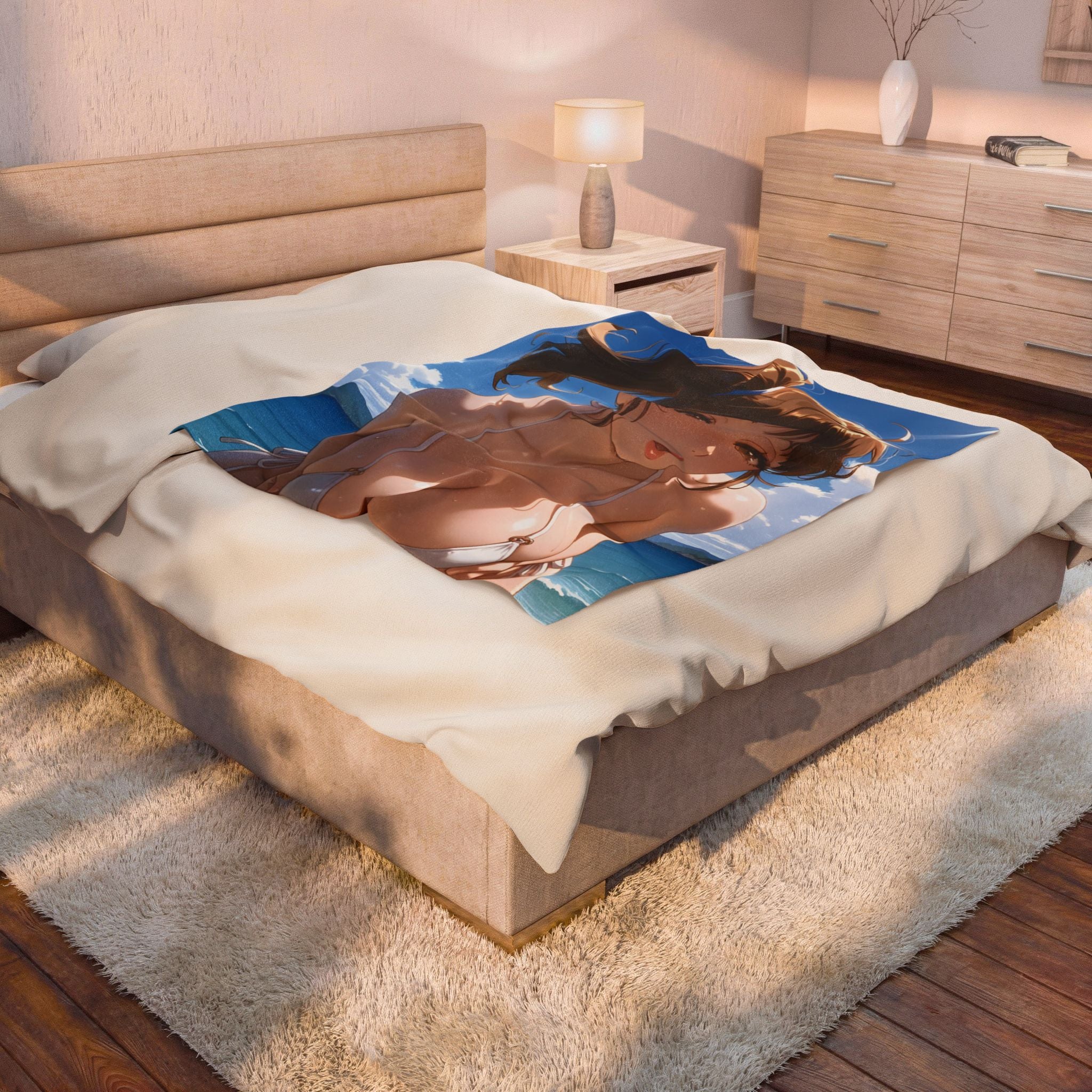 Velveteen Plush Blanket — NSFW Japanese Anime Babe Girl Print